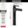 774-BL-DST Zura Single Handle Vessel Bathroom Faucet, Matte Black