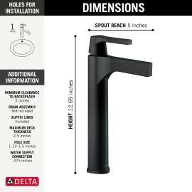 774-BL-DST Zura Single Handle Vessel Bathroom Faucet