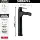 774-SM-DST Zura Single Handle Vessel Bathroom Faucet, Stainless and Matte Black
