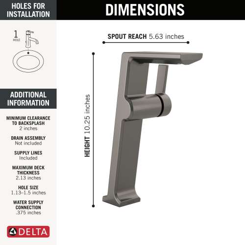 799-KS-PR-DST Pivotal Single Handle Vessel Bathroom Faucet, Lumicoat Black Stainless