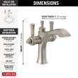 856-SS-DST Dorval Two Handle Single Hole Monoblock Bathroom Faucet, Stainless