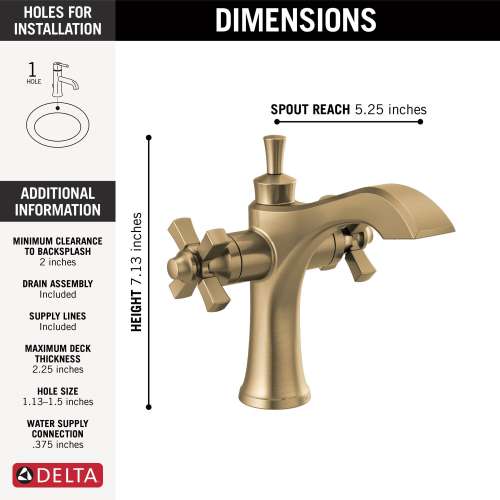 857-CZ-DST Dorval Two Handle Single Hole Monoblock Bathroom Faucet, Champagne Bronze