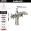 857-SS-DST Dorval Two Handle Single Hole Monoblock Bathroom Faucet, Stainless