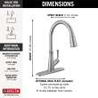9110-AR-DST Westville Single Handle Pull Down Kitchen Faucet, Arctic Stainless