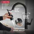 9113TV-BL-DST Essa VoiceIQ Single Handle Pull Down Faucet with Touch2O Technology, Matte Black