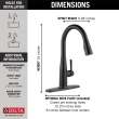 9113TV-BL-DST Essa VoiceIQ Single Handle Pull Down Faucet with Touch2O Technology, Matte Black