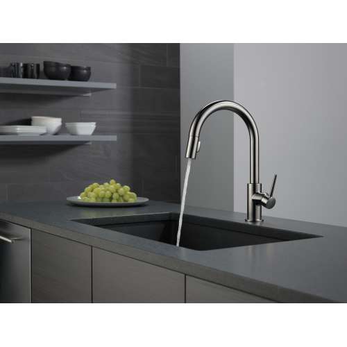 9159-KSLS-DST Trinsic Single Handle Pull Down Kitchen Limited Swivel, Black Stainless
