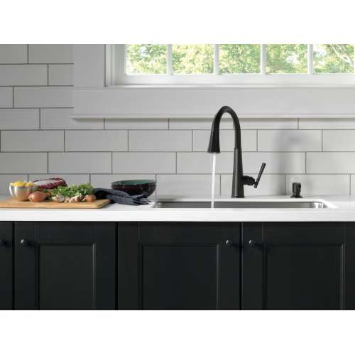 9182-BL-DST Emmeline Single Handle Pull Down Kitchen Faucet, Matte Black