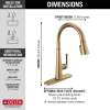 9182-CZ-PR-DST Emmeline Single Handle Pull Down Kitchen Faucet, Lumicoat Champagne Bronze