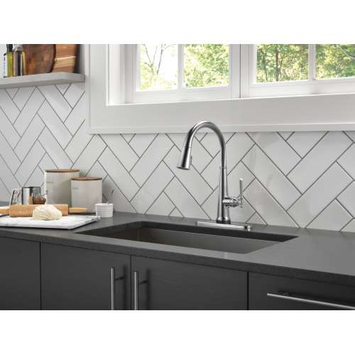 9182T-AR-PR-DST Emmeline Single Handle Pull Down Kitchen Faucet with Touch2O Technology, Lumicoat Arctic Stainless