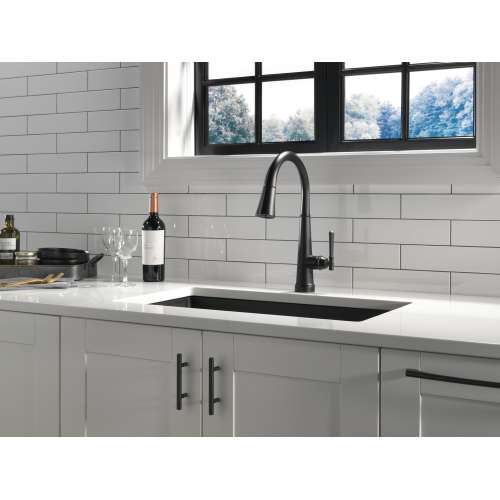 9182T-BL-DST Emmeline Single Handle Pull Down Kitchen Faucet with Touch2O Technology, Matte Black