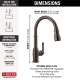 9190-RB-DST Broderick Single Handle Pull Down Kitchen Faucet, Venetian Bronze
