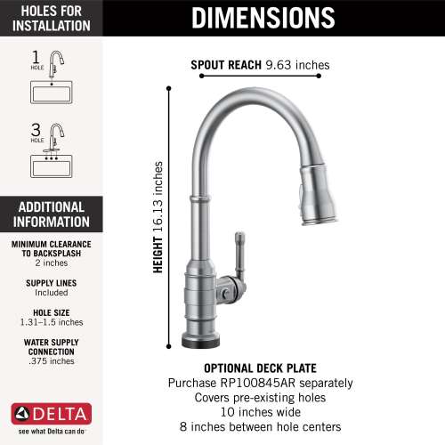 9190T-AR-DST Broderick Single Handle Pull Down Kitchen Faucet with Touch2O Technology