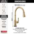 9190T-CZ-DST Broderick Single Handle Pull Down Kitchen Faucet with Touch2O Technology, Champagne Bronze