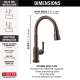 9190T-RB-DST Broderick Single Handle Pull Down Kitchen Faucet with Touch2O Technology, Venetian Bronze