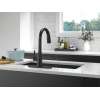 9191-BL-DST Monrovia Single Handle Pull Down Kitchen Faucet, Matte Black