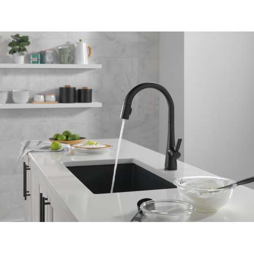 9191T-BL-DST Monrovia Single Handle Pull Down Kitchen Faucet with Touch2O Technology, Matte Black