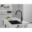 9191T-BL-DST Monrovia Single Handle Pull Down Kitchen Faucet with Touch2O Technology, Matte Black