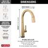 9191T-CZ-PR-DST Monrovia Single Handle Pull Down Kitchen Faucet with Touch2O Technology, Lumicoat Champagne Bronze