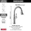 9197-AR-PR-DST Cassidy Single Handle Pull Down Kitchen Faucet, Lumicoat Arctic Stainless