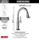 9197T-AR-PR-DST Cassidy Single Handle Pull Down Kitchen Faucet with Touch2O and ShieldSpray Technologies, Lumicoat Arctic Stainless