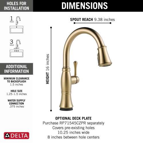 9197T-CZ-PR-DST Cassidy Single Handle Pull Down Kitchen Faucet with Touch2O and ShieldSpray Technologies, Lumicoat Champagne Bronze