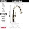9197T-PN-PR-DST Cassidy Single Handle Pull Down Kitchen Faucet with Touch2O and ShieldSpray Technologies, Lumicoat Polished Nickel