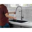 9659T-KS-DST Trinsic Single Handle Pull Down Spring Kitchen Faucet with Touch2O Technology, Black Stainless