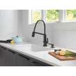 9693T-BL-DST Pivotal Single Handle Exposed Hose Kitchen Faucet with Touch2O Technology, Matte Black