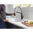 9693T-BL-DST Pivotal Single Handle Exposed Hose Kitchen Faucet with Touch2O Technology, Matte Black