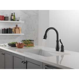 978-BLWE-DST Leland Single Handle Pull Down Kitchen Faucet, Matte Black