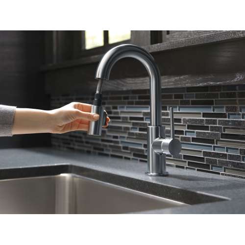 9959-ARLS-DST Trinsic Single Handle Pull Down Bar or Prep Kitchen Limited Swivel, Arctic Stainless