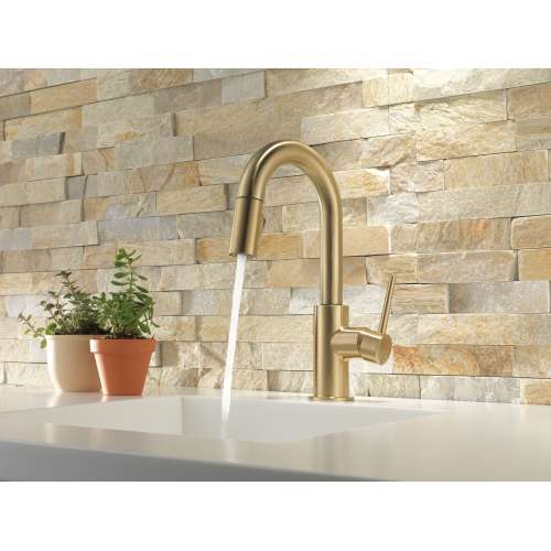 9959-CZLS-DST Trinsic Single Handle Pull Down Bar or Prep Kitchen Limited Swivel, Champagne Bronze