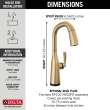 9976T-CZ-PR-DST Stryke Single Handle Pull Down Bar or Prep Faucet with Touch 2O Technology, Lumicoat Champagne Bronze
