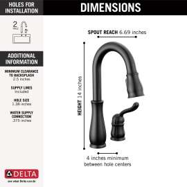 9978-BL-DST Leland Single Handle Pull Down Bar or Prep Faucet, Matte Black