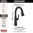 9979-BL-DST Coranto Single Handle Pull Down Bar or Prep Faucet, Matte Black