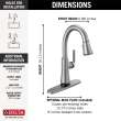 9979T-AR-DST Coranto Single Handle Pull Down Bar or Prep Faucet with Touch2O Technology, Arctic Stainless