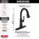 9979T-BL-DST Coranto Single Handle Pull Down Bar or Prep Faucet with Touch2O Technology, Matte Black