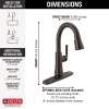 9979T-RB-DST Coranto Single Handle Pull Down Bar or Prep Faucet with Touch2O Technology, Venetian Bronze