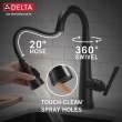 9982T-BL-DST Emmeline Single Handle Pull Down Bar or Prep Faucet with Touch2O Technology, Matte Black
