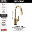 9990T-CZ-DST Broderick Single Handle Pull Down Bar or Prep Faucet with Touch2O Technology, Champagne Bronze