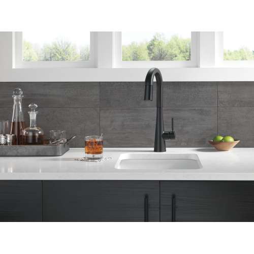 9991-BL-DST Monrovia Single Handle Pull Down Bar or Prep Faucet, Matte Black