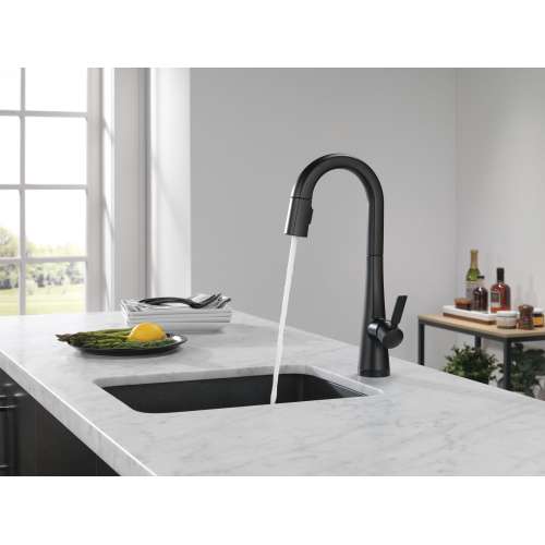 9991T-BL-DST Monrovia Single Handle Pull Down Bar or Prep Faucet with Touch2O Technology, Matte Black