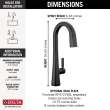 9991T-BL-DST Monrovia Single Handle Pull Down Bar or Prep Faucet with Touch2O Technology, Matte Black