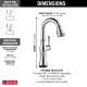 9997T-AR-PR-DST Cassidy Single Handle Pull Down Bar or Prep with Touch2O Technology, Lumicoat Arctic Stainless