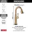9997T-CZ-PR-DST Cassidy Single Handle Pull Down Bar or Prep with Touch2O Technology, Lumicoat Champagne Bronze