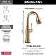 9997T-CZ-PR-DST Cassidy Single Handle Pull Down Bar or Prep with Touch2O Technology, Lumicoat Champagne Bronze