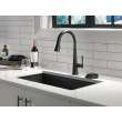 9182T-BL-DST Emmeline Single Handle Pull Down Kitchen Faucet with Touch2O Technology, Matte Black