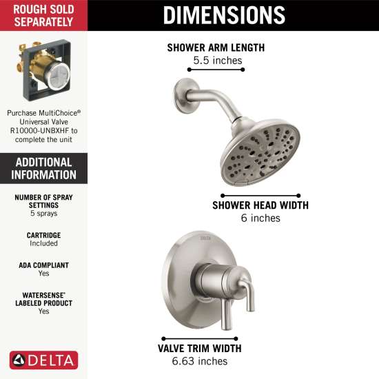 T17233-SS Kayra Monitor 17 Series Shower Trim, Stainless