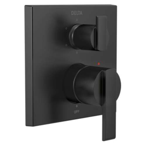 T24967-BL Ara Angular Modern Monitor 14 Series Valve Trim with 6-Setting Integrated Diverter, Matte Black